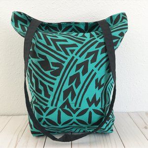 Handmade Turquoise Black Polynesian Tote Bag